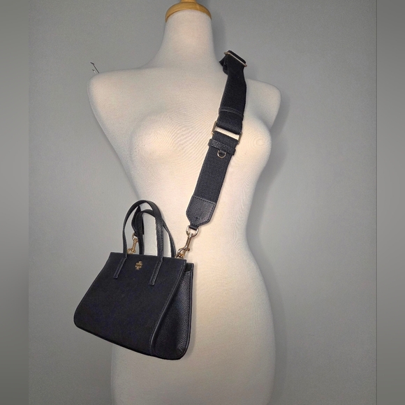 Tory Burch Blake Mini Tote in black pebbled leather. - Picture 8 of 8